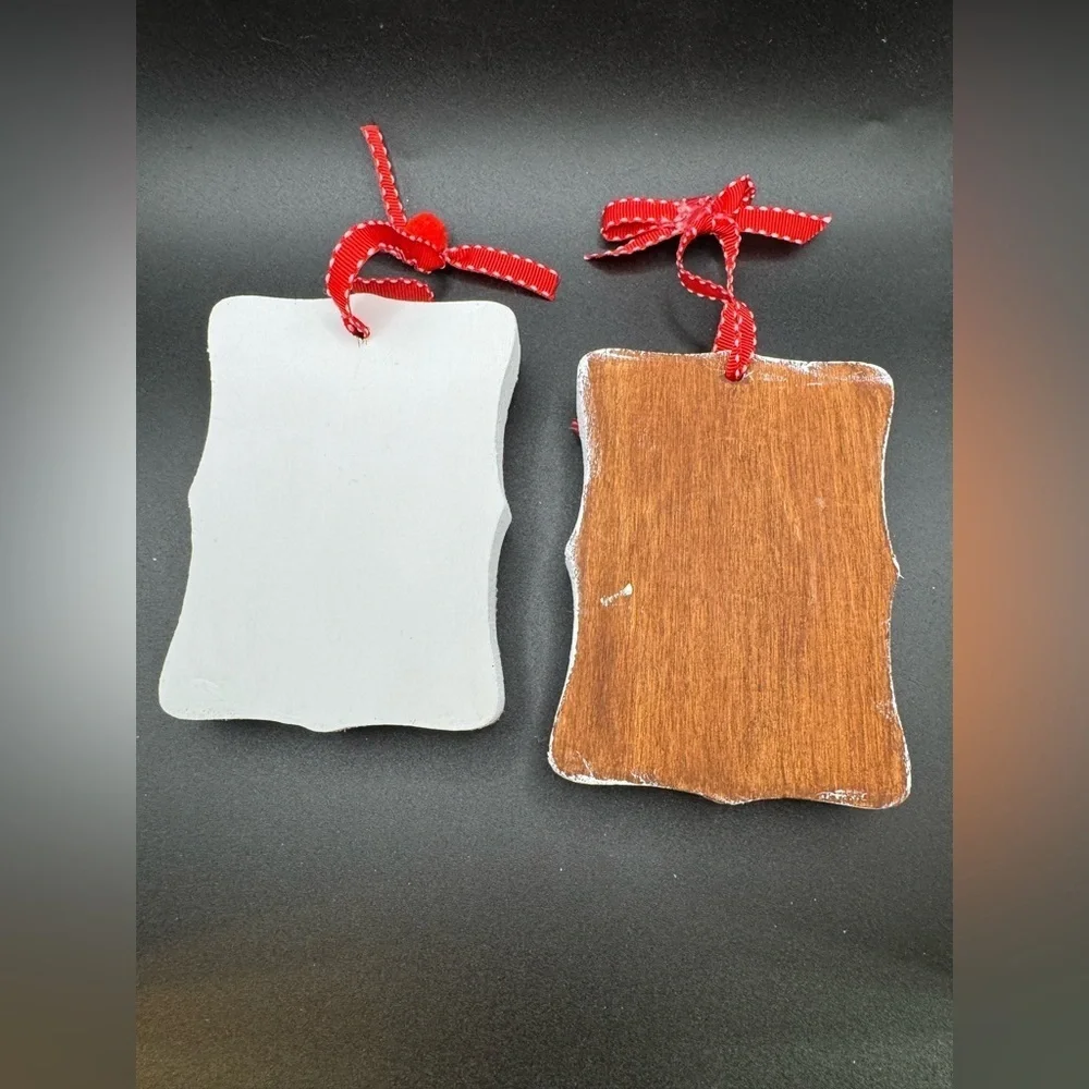 NEW OOAK Vintage-Inspired Wooden Christmas Ornaments Reindeer and Boy